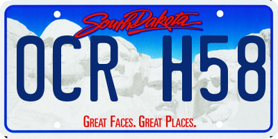 SD license plate 0CRH58