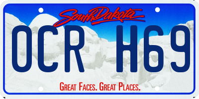 SD license plate 0CRH69