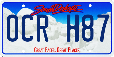 SD license plate 0CRH87