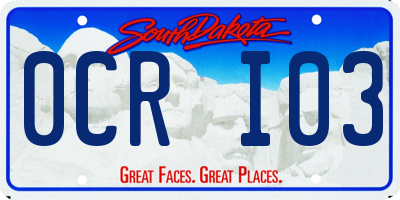 SD license plate 0CRI03