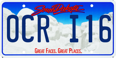 SD license plate 0CRI16
