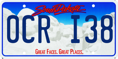 SD license plate 0CRI38
