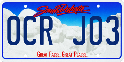 SD license plate 0CRJ03
