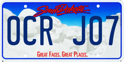 SD license plate 0CRJ07