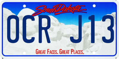 SD license plate 0CRJ13