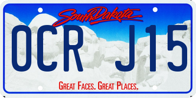 SD license plate 0CRJ15