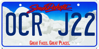 SD license plate 0CRJ22