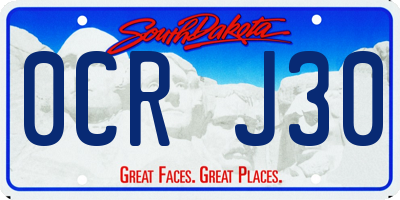 SD license plate 0CRJ30