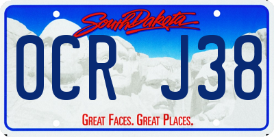 SD license plate 0CRJ38