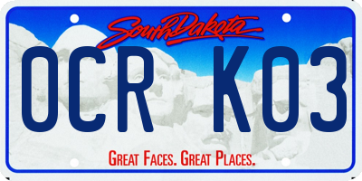 SD license plate 0CRK03