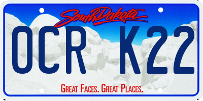 SD license plate 0CRK22