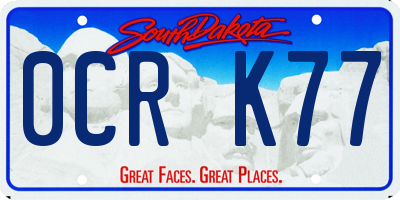 SD license plate 0CRK77