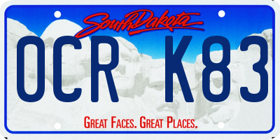 SD license plate 0CRK83