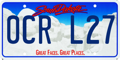 SD license plate 0CRL27