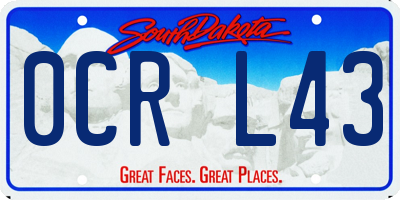 SD license plate 0CRL43