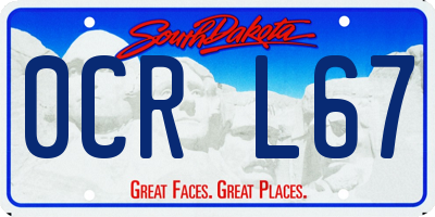 SD license plate 0CRL67