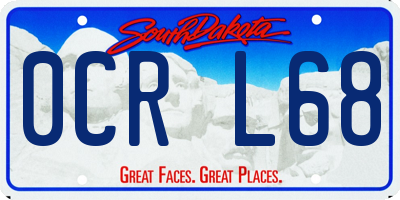 SD license plate 0CRL68