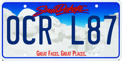 SD license plate 0CRL87