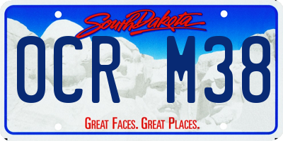 SD license plate 0CRM38