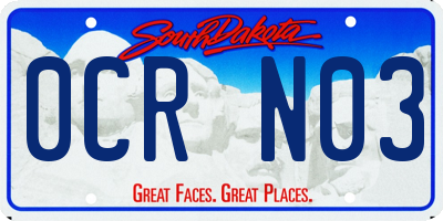 SD license plate 0CRN03