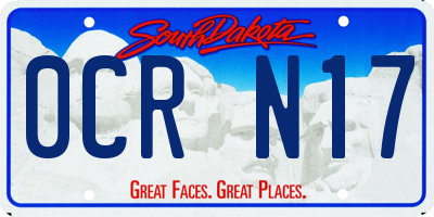 SD license plate 0CRN17