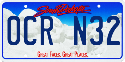 SD license plate 0CRN32