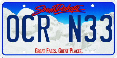 SD license plate 0CRN33