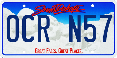 SD license plate 0CRN57