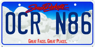 SD license plate 0CRN86
