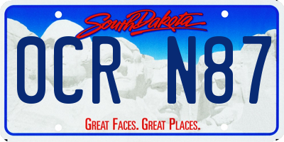 SD license plate 0CRN87