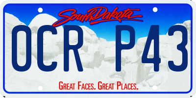 SD license plate 0CRP43