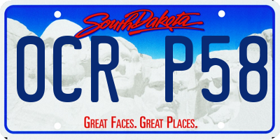 SD license plate 0CRP58