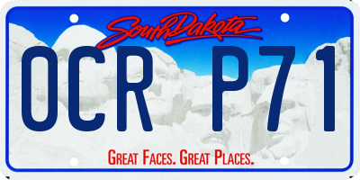 SD license plate 0CRP71