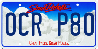 SD license plate 0CRP80