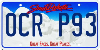 SD license plate 0CRP93