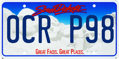 SD license plate 0CRP98