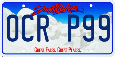 SD license plate 0CRP99