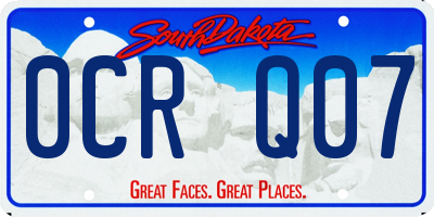 SD license plate 0CRQ07