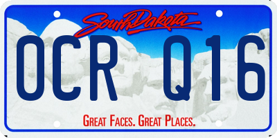 SD license plate 0CRQ16