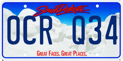 SD license plate 0CRQ34