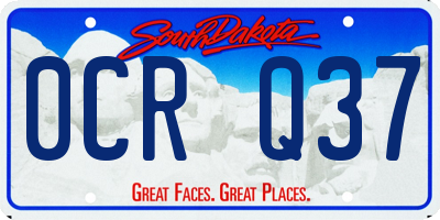 SD license plate 0CRQ37