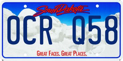 SD license plate 0CRQ58