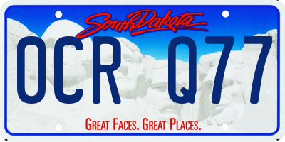 SD license plate 0CRQ77