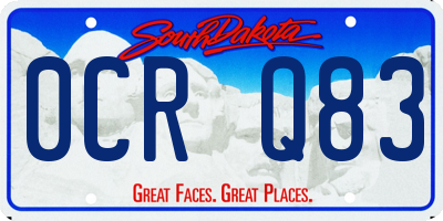 SD license plate 0CRQ83