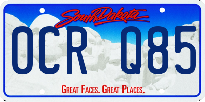 SD license plate 0CRQ85