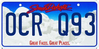 SD license plate 0CRQ93