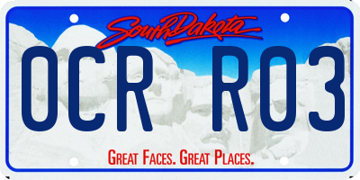 SD license plate 0CRR03
