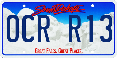 SD license plate 0CRR13