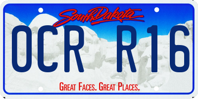 SD license plate 0CRR16