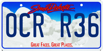SD license plate 0CRR36